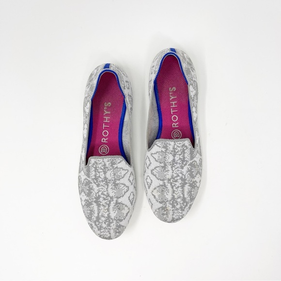 Rothy’s Slip-On Loafers Snake Skin Pattern Print Light Grey 8 - Picture 10 of 15